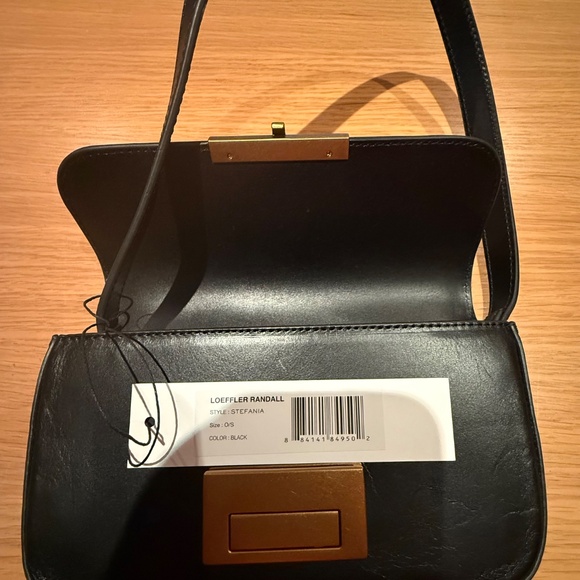 NWT Loeffler Randall Black, small, leather evening bag with brass clasp - Picture 4 of 7